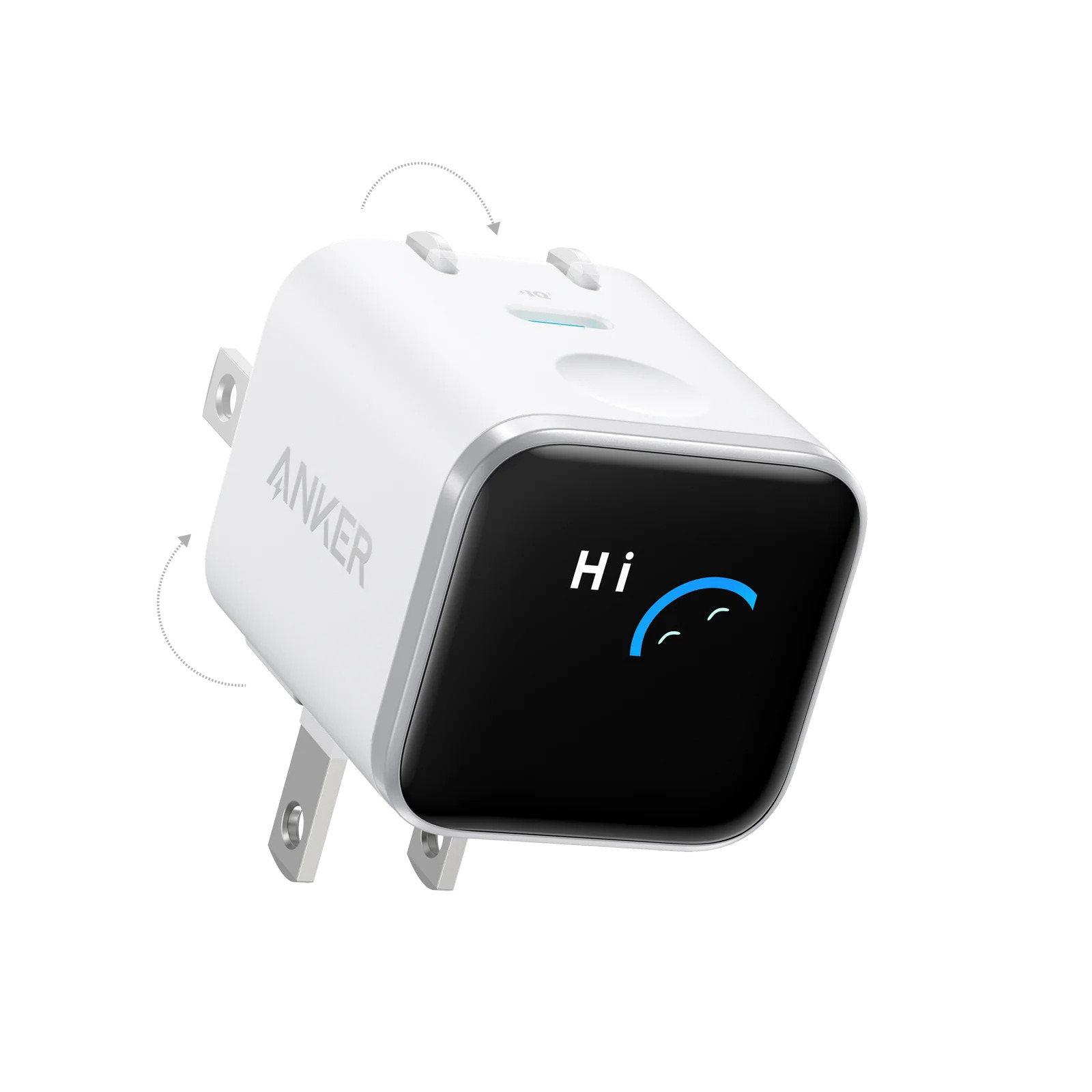 Anker Nano Charger 45W A121D with Smart Display and Foldable Plug