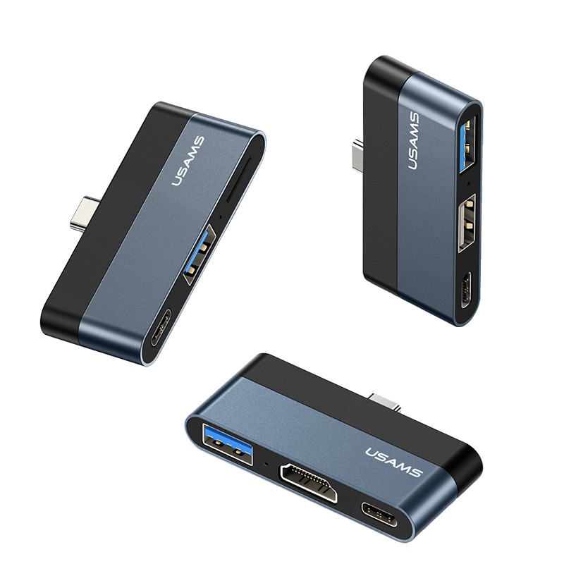 H3f9f598151ab4c80a6ab909a128f505.jpg USAMS US-SJ492 Type-C to USB 3.0 + HDMI +Type C Ports Hub - Image 1