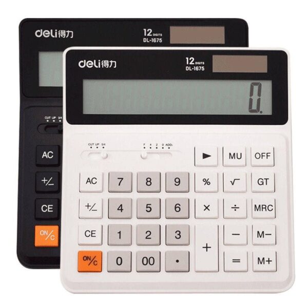 DELI Dual power Drive 12 Number Display Calculator