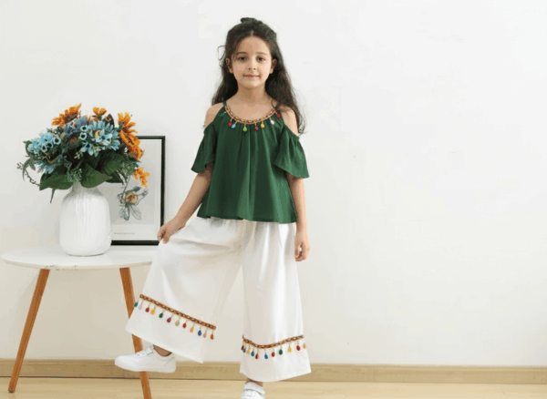 Girls' Summer Set: Lightweight Short Sleeve Top and Shorts, Cotton Blend, Bohemian, Resort Style, Stylish, Cute, Korean Style, 2-Piece Set
