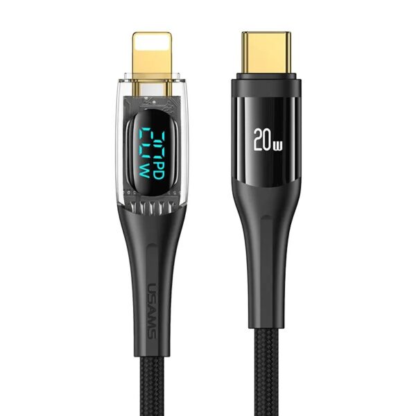 USAMS SJ589 Type-C To Lightning 20W Transparent Digital Display Cable (2 Meter)