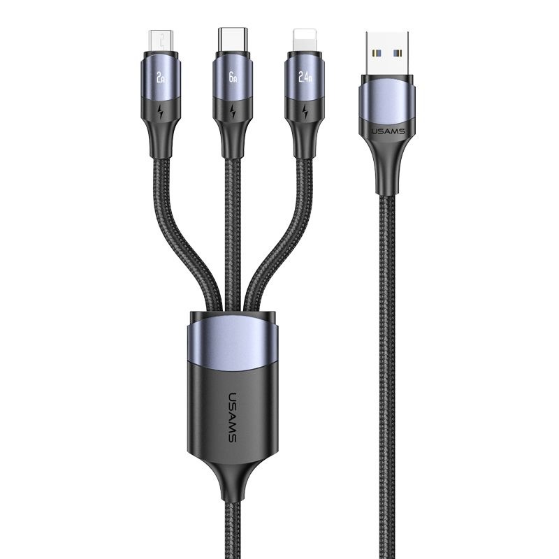 usams-us-sj510-u71-3in1-aluminum.jpg USAMS US-SJ561 U80 3IN1 66W Fast Charging & Data Cable - Image 1